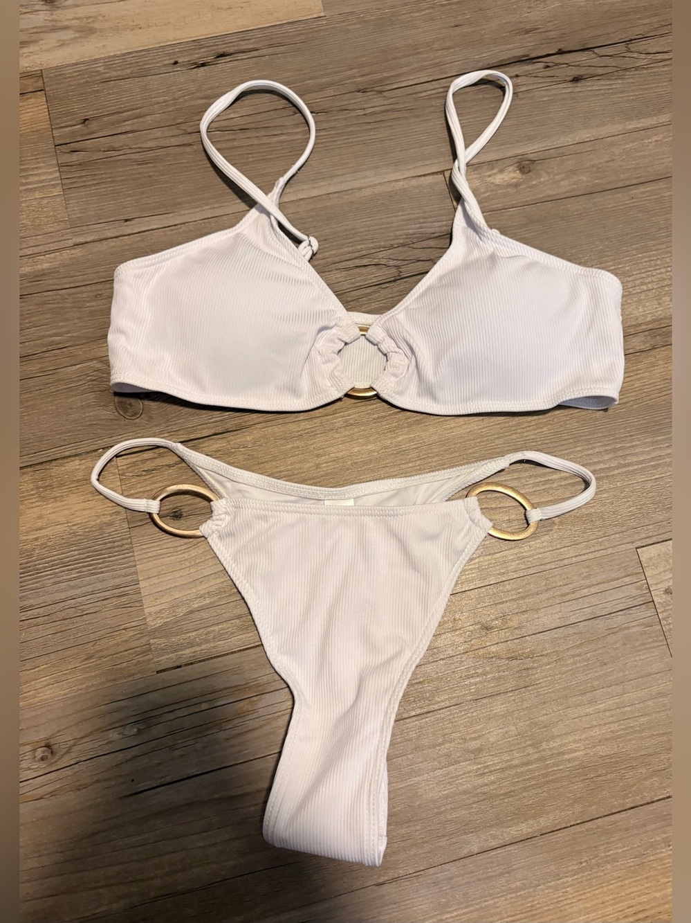 Two piece bathing suit large white new in bag